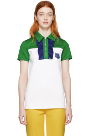 Prada - White & Green Zip Polo