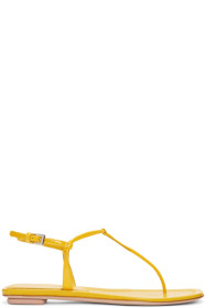 Prada - Yellow Patent T-Strap Sandals