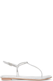 Prada - Silver Laminated Thong Sandals
