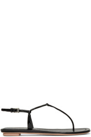 Prada - Sandales en cuir verni noires T-Strap