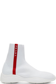Prada - Baskets montantes en maille blanches