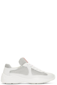 Prada - Baskets en cuir et filet blanches