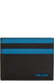 Prada - Black & Blue Logo Card Holder