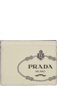 Prada - Off-White Saffiano Logo Print Card Holder