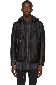 Diesel - Blouson motard en cuir noir Solove