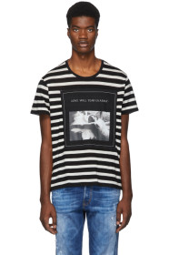 R13 - ブラック & ホワイト ストライプ Joy Division Boy T シャツ