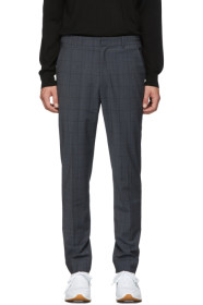 Tibi - SSENSE Exclusive Grey Wool Windowpane Check Trousers