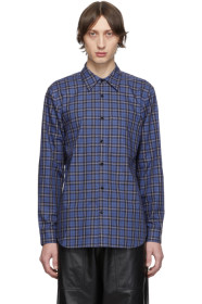 Tibi - SSENSE Exclusive Blue & Multicolor Check Kingston Shirt