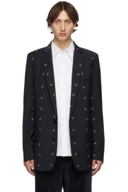 Tibi - SSENSE Exclusive Navy Ant Long Blazer