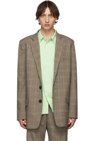 Tibi - SSENSE Exclusive Brown Check James Long Blazer