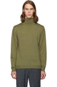 Tibi - SSENSE Exclusive Khaki Merino Wool Slim-Fit Turtleneck