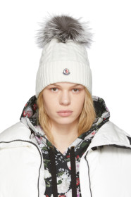 Moncler - White Fur Pom Pom Beanie