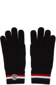 Moncler - Black Wool Stripe Gloves