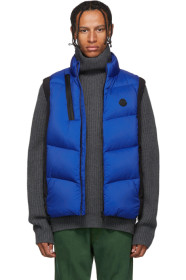 Moncler - Veste en duvet noire et bleue Jacot