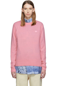 Acne Studios - Pull à col ras du cou rose Nalon Face