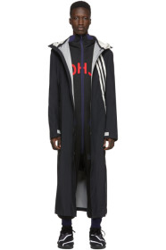 Y-3 - Black & White 3 Stripe GTX Infinium Hooded Coat
