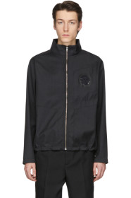Random Identities - Black Eyelet Jersey Zip-Up Jacket