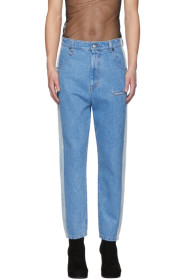 Random Identities - Blue Straight Leg Mid-Rise Striped Jeans