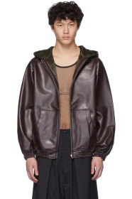 Random Identities - Burgundy Faux-Leather Hoodie