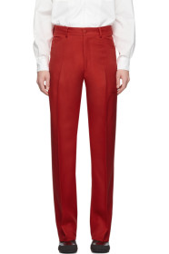 Random Identities - Red High-Rise Five Pocket Trousers