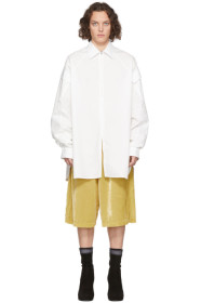 Random Identities - White Zip Up Cargo Pocket Shirt