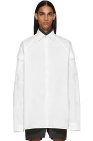 Random Identities - White Zip Up Cargo Pocket Shirt