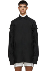 Random Identities - Black Zip Up Cargo Pocket Shirt