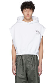 Random Identities - White Cropped Sleeveless Hoodie