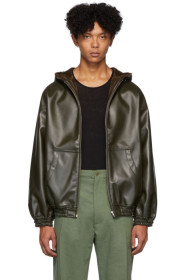 Random Identities - Green Faux-Leather Hoodie