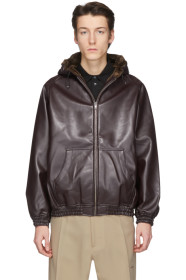 Random Identities - Burgundy Faux-Leather Hoodie