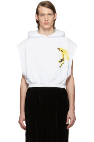 Random Identities - White Cropped Banana Hoodie
