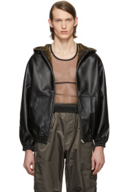 Random Identities - Black Faux-Leather Hoodie