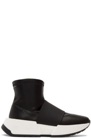 MM6 Maison Margiela - SSENSE Exclusive Black Leather Second Skin High-Top Sneakers