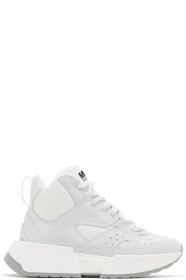 MM6 Maison Margiela - White & Grey Flare Runner High-Top Sneakers