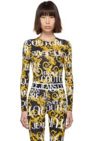 Versace Jeans Couture - Black & Yellow Baroque Logo Bodysuit