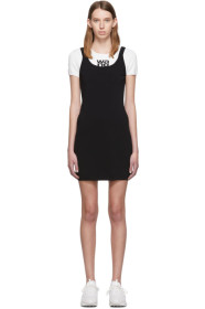 alexanderwang.t - 白色 & 黑色双层徽标迷你连衣裙