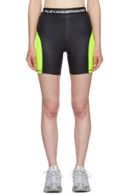 alexanderwang.t - Black & Yellow Logo Elastic Wash & Go Biker Shorts