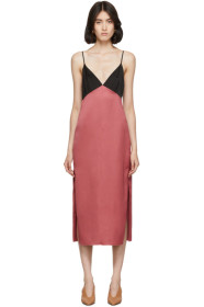Marina Moscone - Pink & Black Heavy Satin Slip Dress