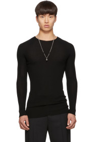 Rick Owens - Black Ribbed Round Neck Sweater