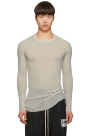 Rick Owens - T-shirt à manches longues côtelé gris