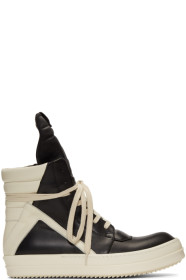 Rick Owens - Black & Off-White Geobasket Sneakers