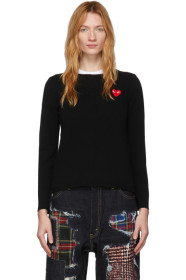 Comme des Garçons Play - Black Wool Heart Patch Sweater