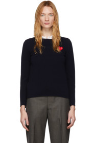 Comme des Garçons Play - Navy Heart Patch Sweater