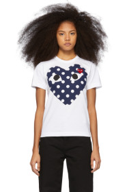 Comme des Garçons Play - White & Red Polka Dot Heart T-Shirt