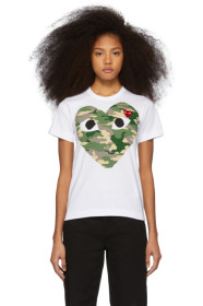 Comme des Garçons Play - 白色 & 红色迷彩心形印花 T 恤