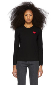 Comme des Garçons Play - Black & Red Heart Patch Long Sleeve T-Shirt