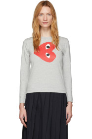 Comme des Garçons Play - Grey Horizontal Heart Long Sleeve T-Shirt