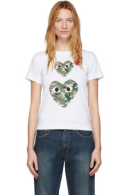 Comme des Garçons Play - White Camo Double Heart T-Shirt