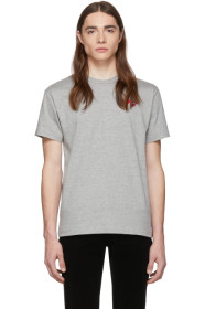 Comme des Garçons Play - T-shirt gris et rouge Double Hearts