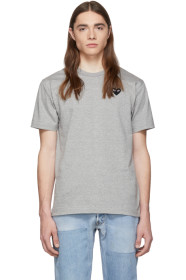 Comme des Garçons Play - T-shirt gris et noir Heart Patch